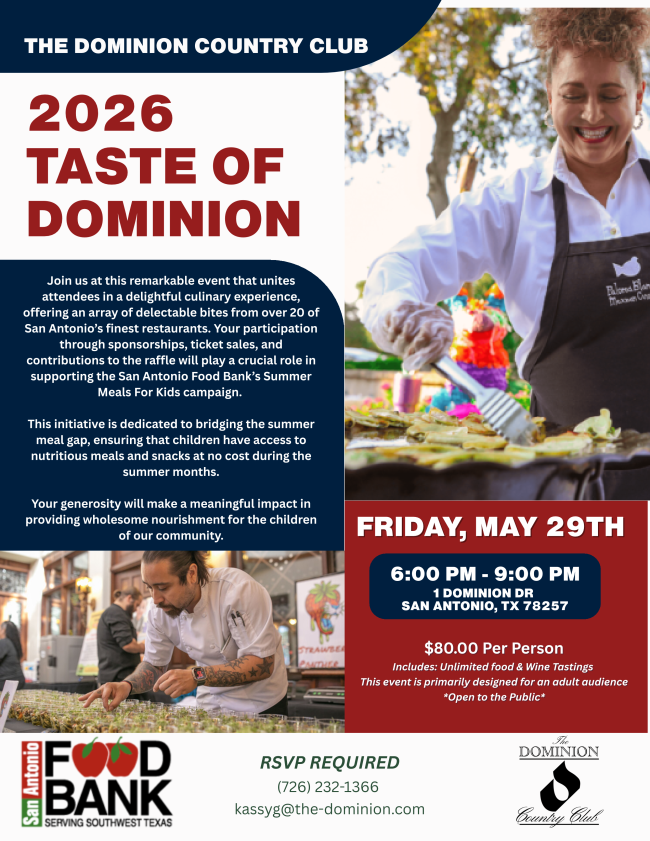 2026 Taste of The Dominion Benefits San Antonio Food Bank